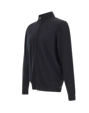 BOSS Cardigan in lana con zip BLACK Uomo 