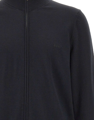 BOSS Cardigan in lana con zip BLACK Uomo 