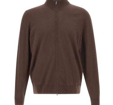 BOSS Cardigan in lana con zip BROWN Uomo 