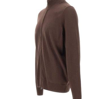 BOSS Cardigan in lana con zip BROWN Uomo 