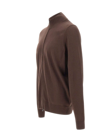 BOSS Cardigan in lana con zip BROWN Uomo 