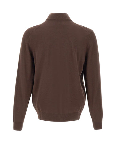 BOSS Cardigan in lana con zip BROWN Uomo 