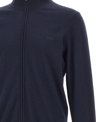 BOSS Cardigan in lana con zip BLUE Uomo 