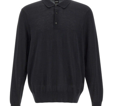 BOSS Polo in lana vergine BLACK Uomo 