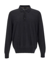 BOSS Polo in lana vergine BLACK Uomo 