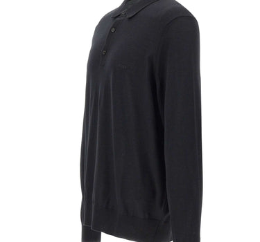 BOSS Polo in lana vergine BLACK Uomo 