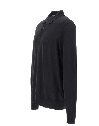 BOSS Polo in lana vergine BLACK Uomo 
