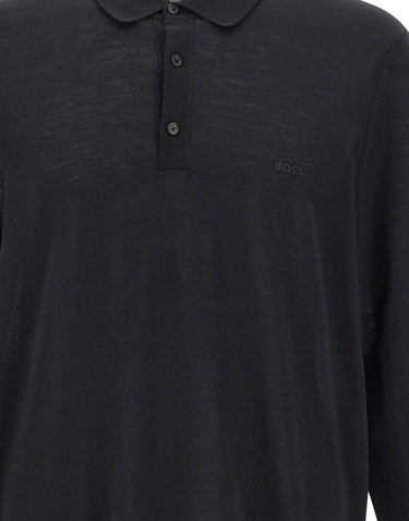 BOSS Polo in lana vergine BLACK Uomo 
