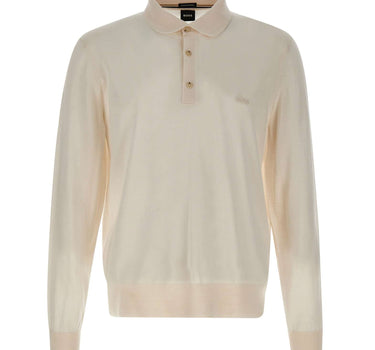 BOSS Polo in lana vergine WHITE Uomo 