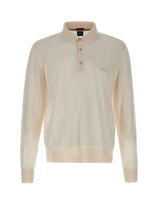 BOSS Polo in lana vergine WHITE Uomo 