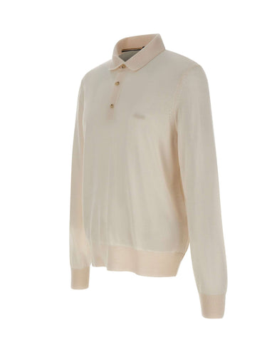 BOSS Polo in lana vergine WHITE Uomo 