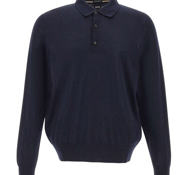 BOSS Polo in lana vergine BLUE Uomo 