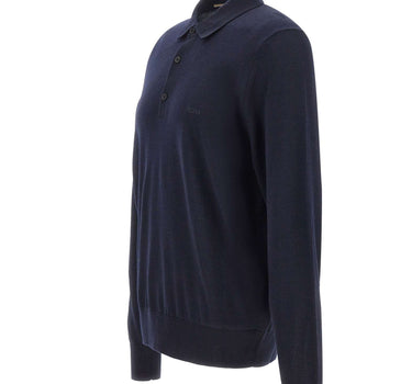 BOSS Polo in lana vergine BLUE Uomo 