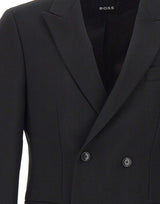 BOSS Blazer doppiopetto "Houston" in lana vergine REDA BLACK Uomo 