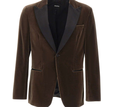 BOSS Blazer "Hutson" con dettagli in raso BROWN Uomo 