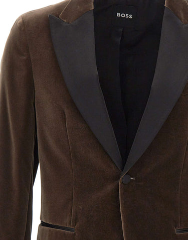 BOSS Blazer "Hutson" con dettagli in raso BROWN Uomo 