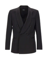 BOSS Blazer slim fit in lana vergine BLACK Uomo 