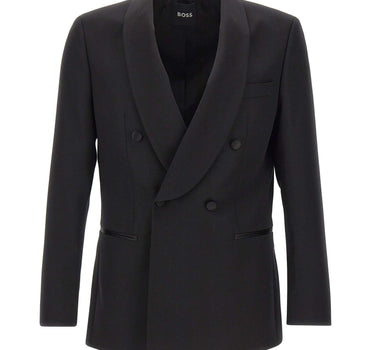 BOSS Blazer slim fit in lana vergine BLACK Uomo 