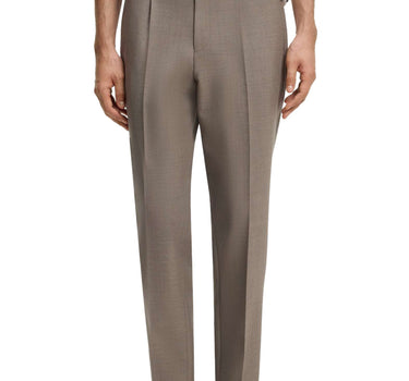 BOSS Pantaloni in lana vergine relaxed fit BROWN Uomo 
