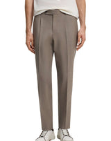 BOSS Pantaloni in lana vergine relaxed fit BROWN Uomo 