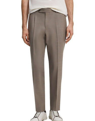 BOSS Pantaloni in lana vergine relaxed fit BROWN Uomo 