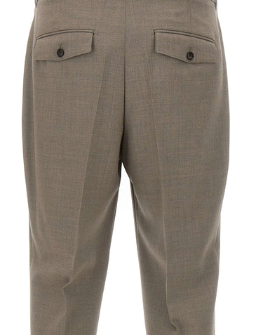 BOSS Pantaloni in lana vergine relaxed fit BROWN Uomo 
