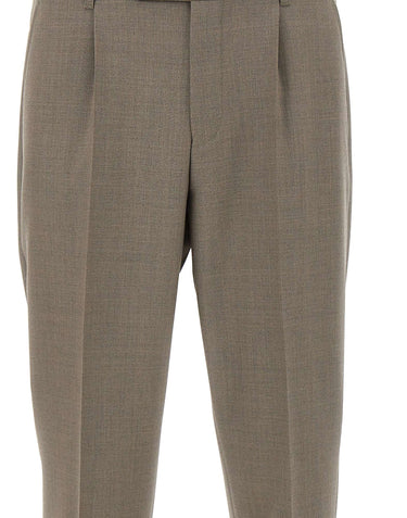 BOSS Pantaloni in lana vergine relaxed fit BROWN Uomo 