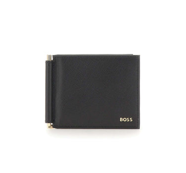 BOSS Portafogli in pelle saffiano BLACK Uomo 