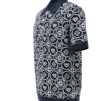 CASABLANCA Polo con monogramma BLUE Uomo 