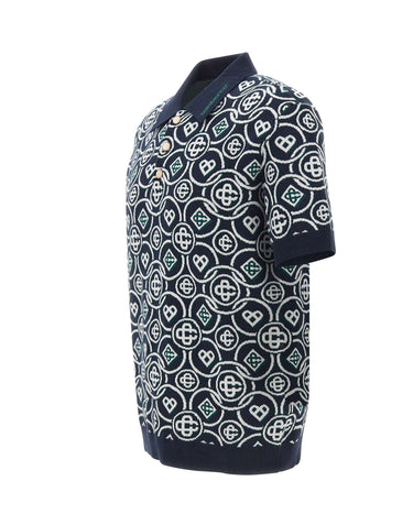 CASABLANCA Polo con monogramma BLUE Uomo 