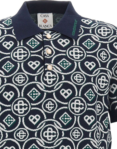 CASABLANCA Polo con monogramma BLUE Uomo 