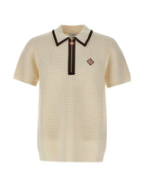 CASABLANCA Polo in lana a punto waffle WHITE Uomo 