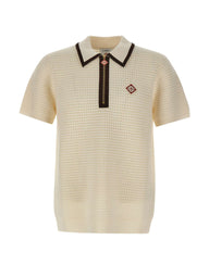 CASABLANCA Polo in lana a punto waffle WHITE Uomo 