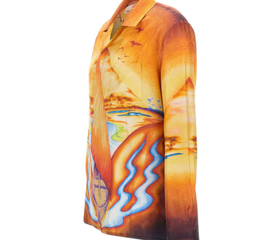 CASABLANCA Camicia in seta con stampa ORANGE Uomo 