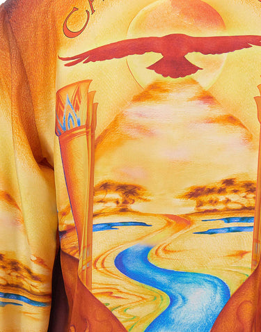 CASABLANCA Camicia in seta con stampa ORANGE Uomo 