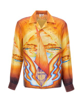 CASABLANCA Camicia in seta con stampa ORANGE Uomo 