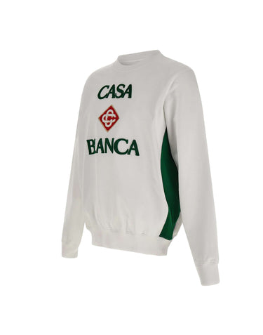CASABLANCA Felpa con ricamo bouclé WHITE Uomo 