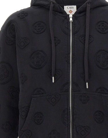 CASABLANCA Felpa con cappuccio "Applique Monogram" BLACK Uomo 