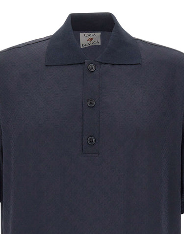 CASABLANCA Polo con monogramma BLUE Uomo 