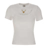 CASABLANCA T-shirt a costine con gioiello WHITE Donna 