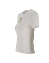 CASABLANCA T-shirt a costine con gioiello WHITE Donna 