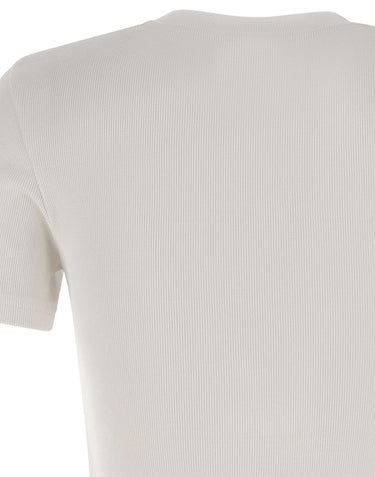 CASABLANCA T-shirt a costine con gioiello WHITE Donna 