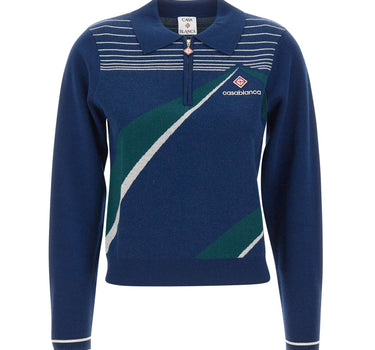 CASABLANCA Polo "Pyramid Jacquard" BLUE Donna 