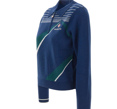 CASABLANCA Polo "Pyramid Jacquard" BLUE Donna 