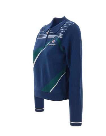 CASABLANCA Polo "Pyramid Jacquard" BLUE Donna 