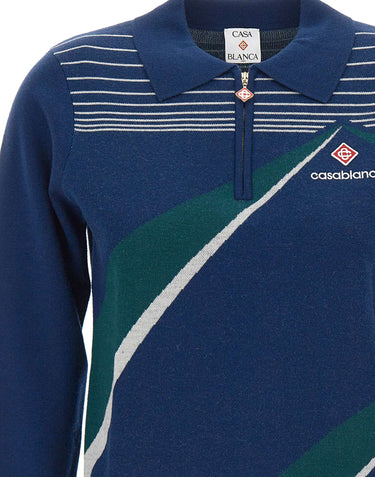 CASABLANCA Polo "Pyramid Jacquard" BLUE Donna 