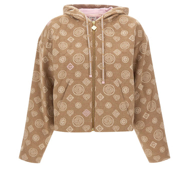 CASABLANCA Felpa in lana monogram con cappuccio BROWN Donna 