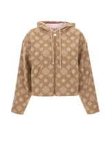 CASABLANCA Felpa in lana monogram con cappuccio BROWN Donna 