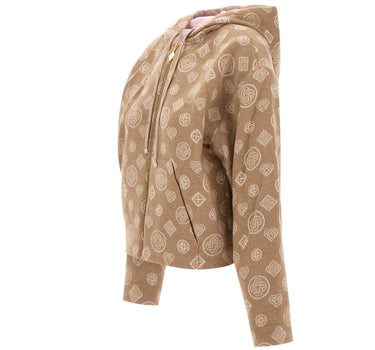 CASABLANCA Felpa in lana monogram con cappuccio BROWN Donna 