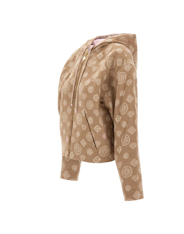 CASABLANCA Felpa in lana monogram con cappuccio BROWN Donna 